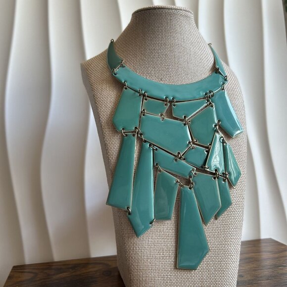 Amrita Singh Turquoise Enamel Broome Street Statement Bib Necklace NKC5026 - Picture 3 of 10